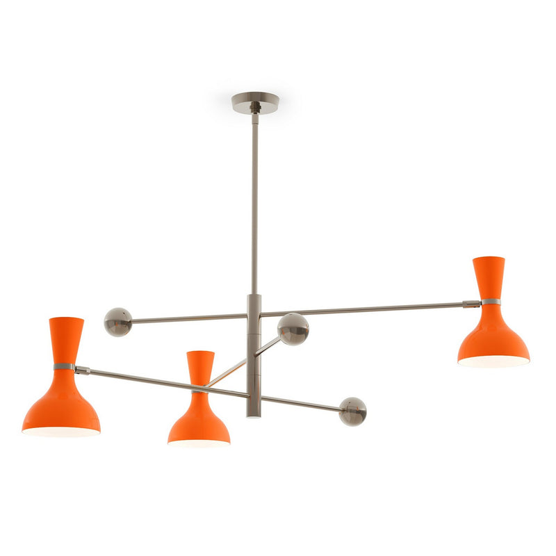 Robert Abbey PM11PM Three Light Pendant, Polished Nickel w/Pumpkin Painted