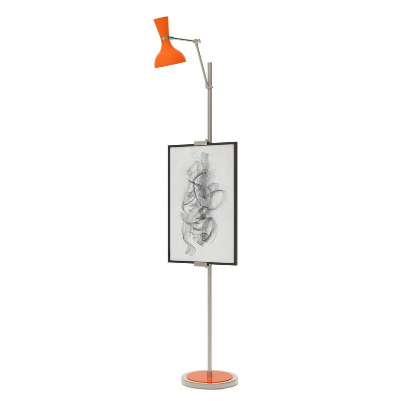 Robert Abbey PM17PM One Light Floor Easel, Polished Nickel w/Pumpkin Painted