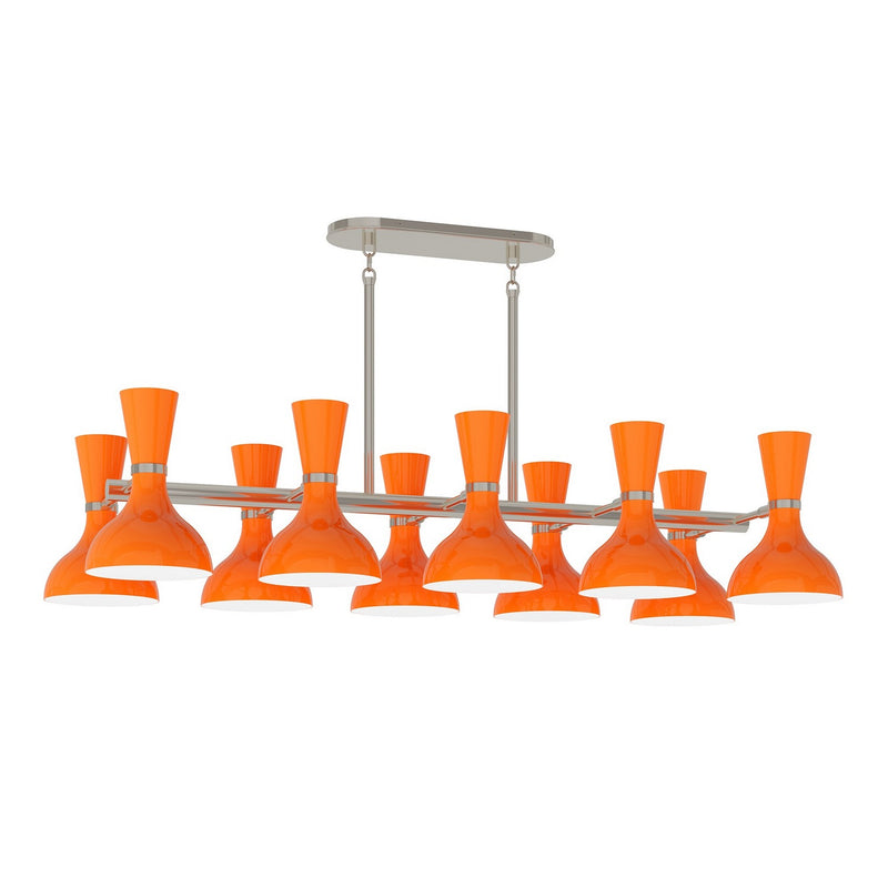 Robert Abbey PM21PM Ten Light Chandelier, Polished Nickel w/Pumpkin Painted