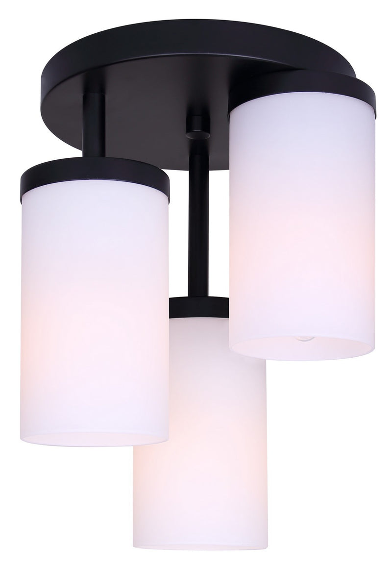 Canarm ISF1234A03BK-FO Three Light Semi-Flush Mount, Matte Black