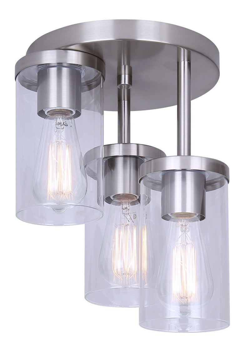 Canarm ISF1234A03BN Three Light Semi Flush Mount, Brushed Nickel