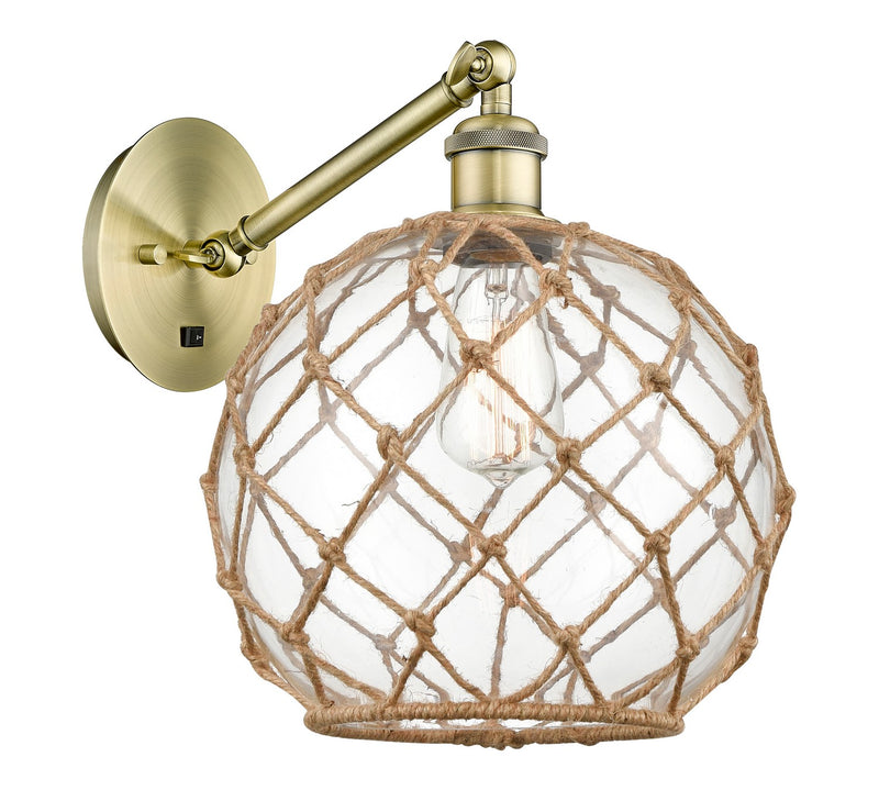 Innovations 317-1W-AB-G122-10RB One Light Wall Sconce, Antique Brass