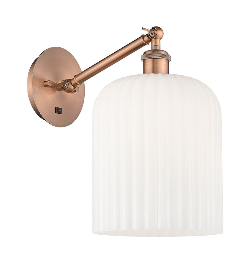 Innovations 317-1W-AC-G559-8GWH One Light Wall Sconce, Antique Copper
