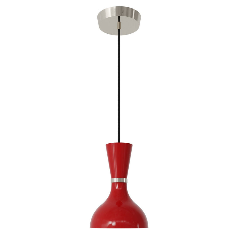 Robert Abbey RR02RR One Light Pendant, Polished Nickel w/Ruby Red Painted