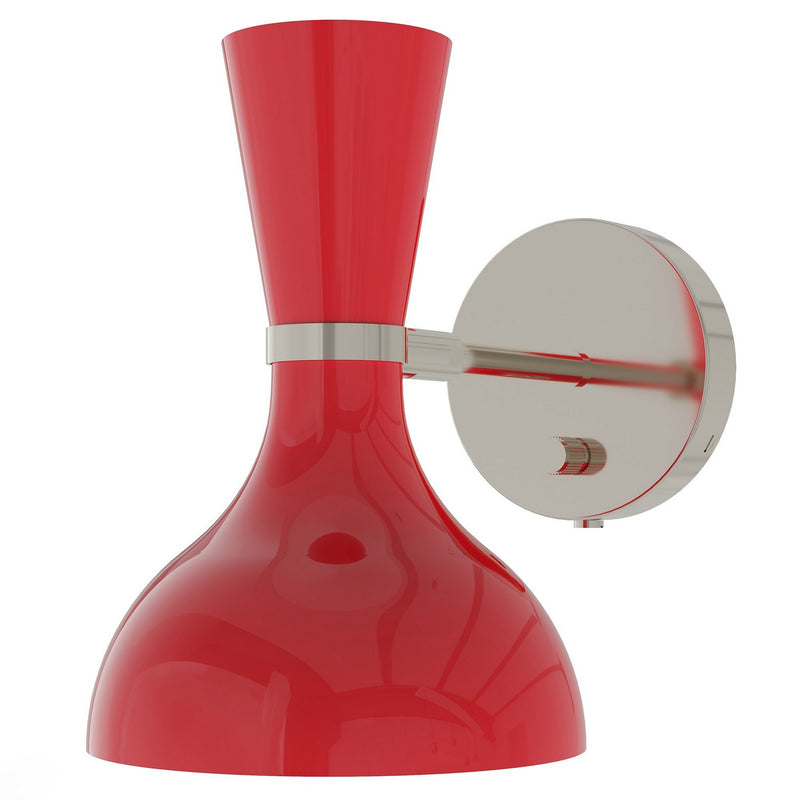 Robert Abbey RR06RR One Light Wall Sconce, Polished Nickel w/Ruby Red Painted