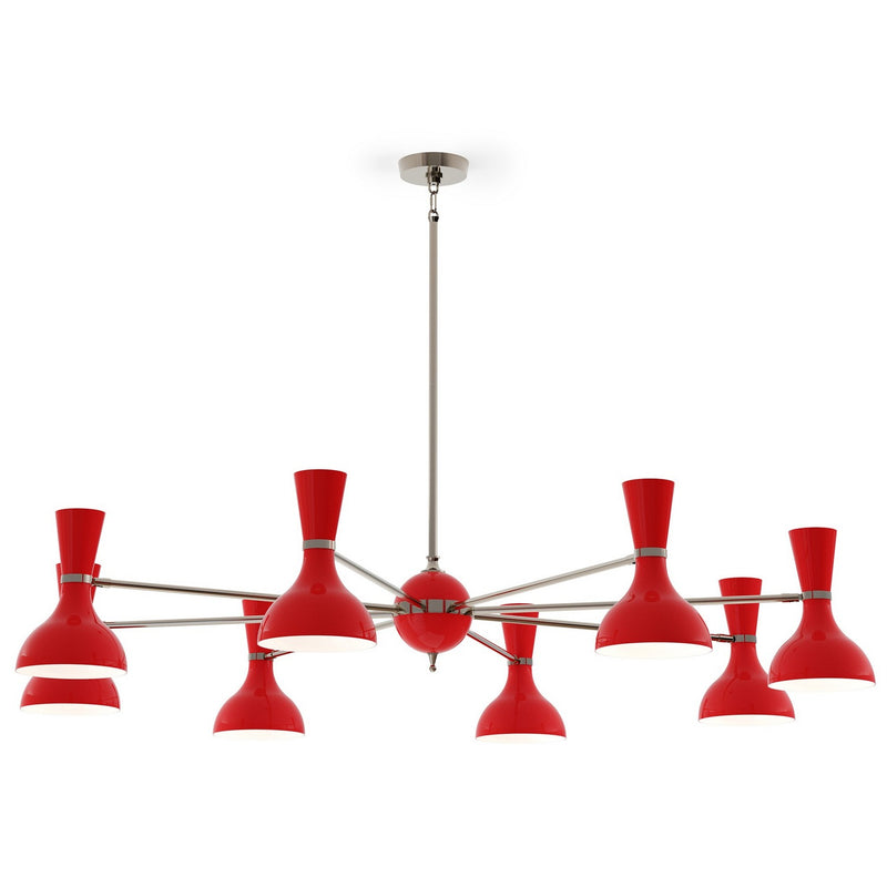 Robert Abbey RR09RR Eight Light Chandelier, Polished Nickel w/Ruby Red Painted