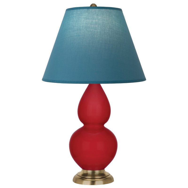 Robert Abbey RR10B One Light Accent Lamp, Ruby Red Glazed Ceramic w/Antique Natural Brass