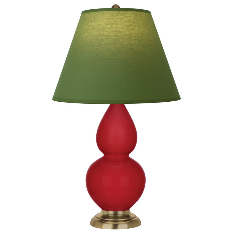 Robert Abbey RR10G One Light Accent Lamp, Ruby Red Glazed Ceramic w/Antique Natural Brass