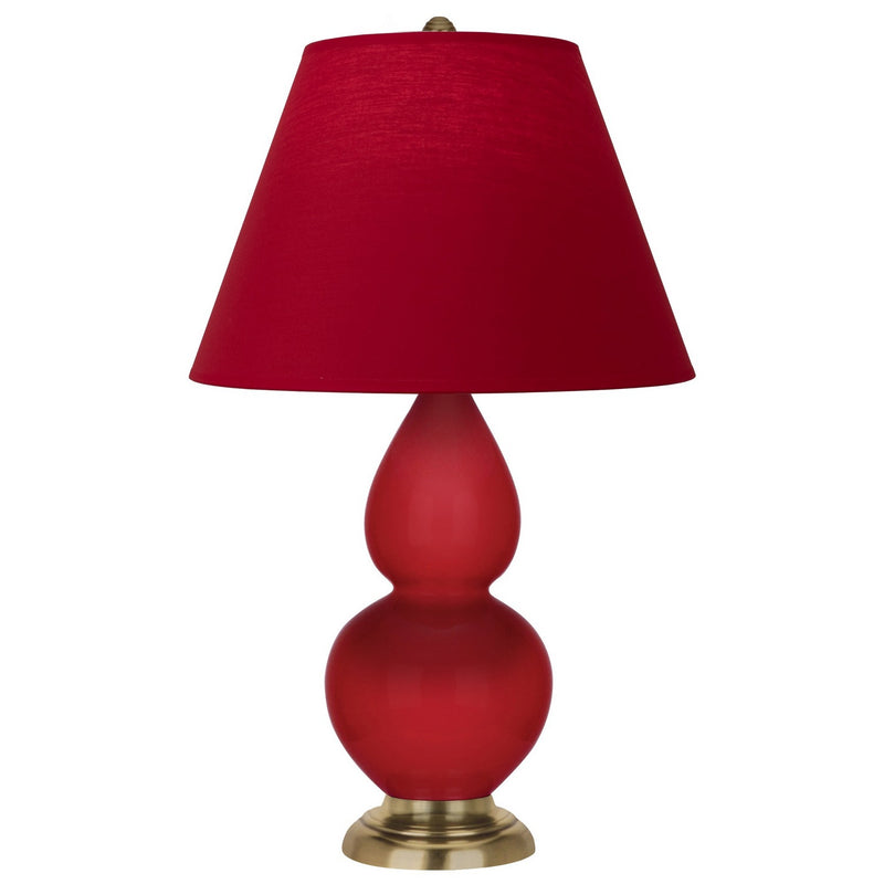 Robert Abbey RR10R One Light Accent Lamp, Ruby Red Glazed Ceramic w/Antique Natural Brass