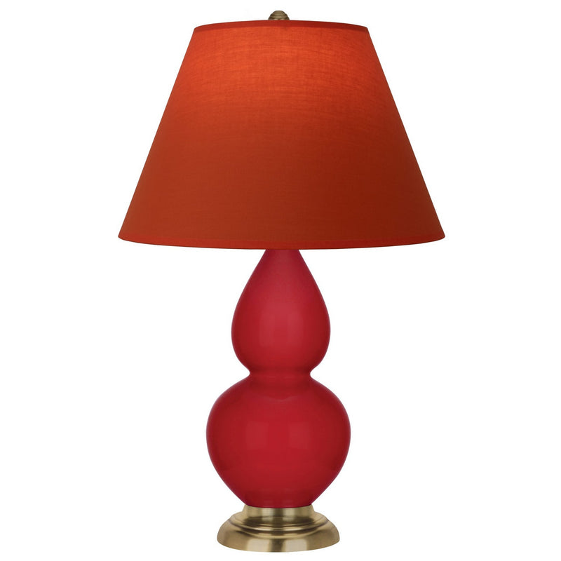 Robert Abbey RR10T One Light Accent Lamp, Ruby Red Glazed Ceramic w/Antique Natural Brass