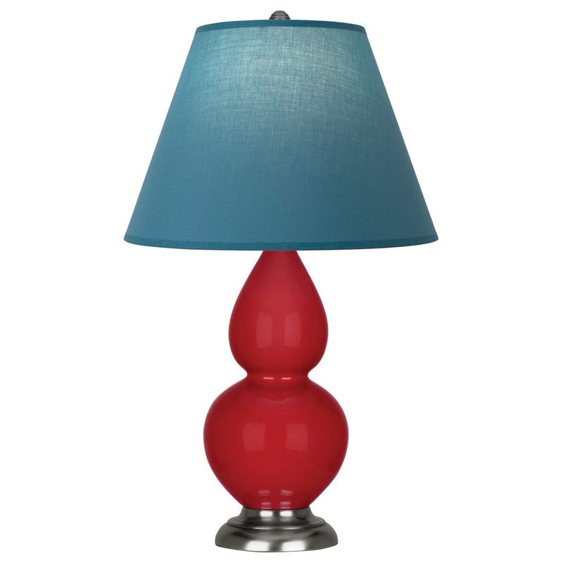 Robert Abbey RR12B One Light Accent Lamp, Ruby Red Glazed Ceramic w/Antique Silver