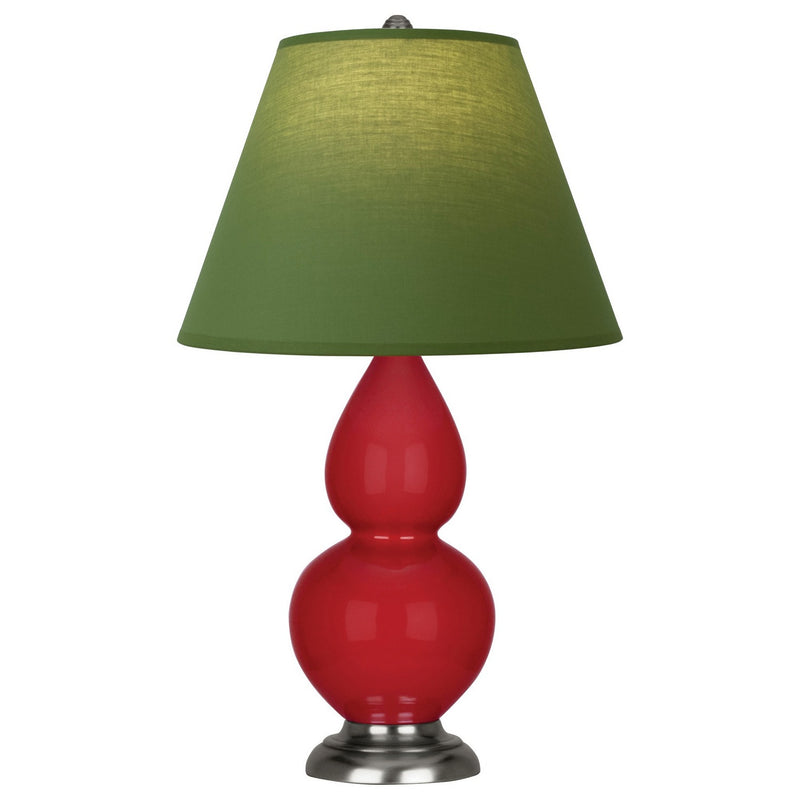 Robert Abbey RR12G One Light Accent Lamp, Ruby Red Glazed Ceramic w/Antique Silver