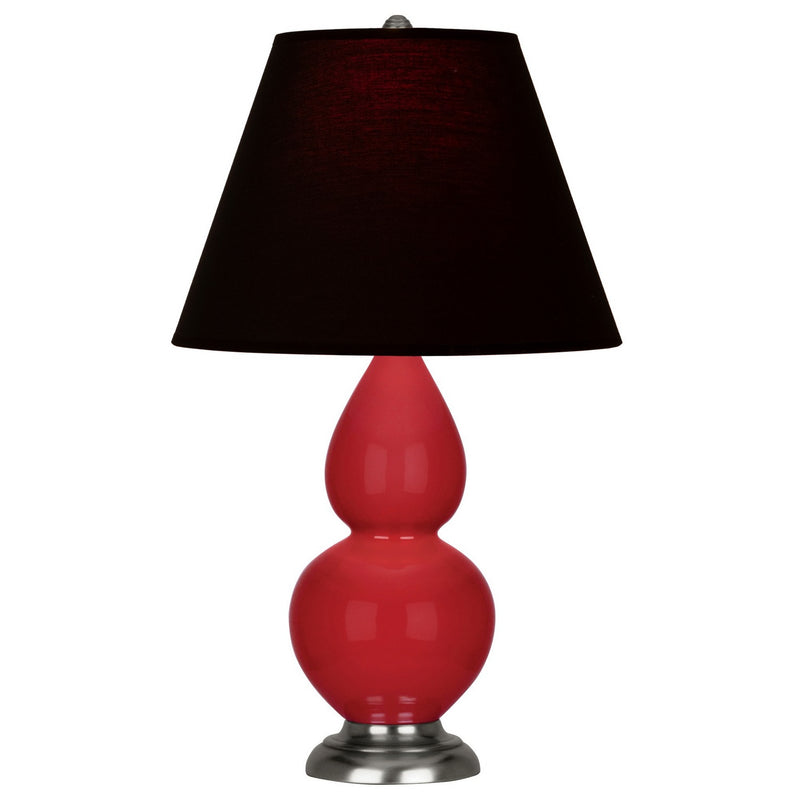 Robert Abbey RR12K One Light Accent Lamp, Ruby Red Glazed Ceramic w/Antique Silver