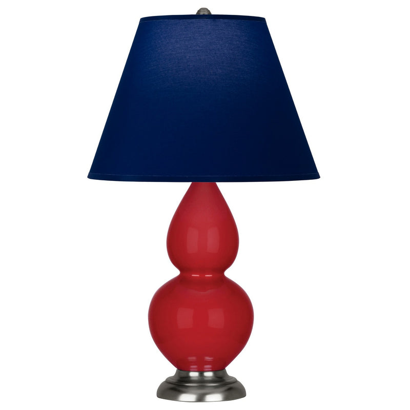 Robert Abbey RR12N One Light Accent Lamp, Ruby Red Glazed Ceramic w/Antique Silver