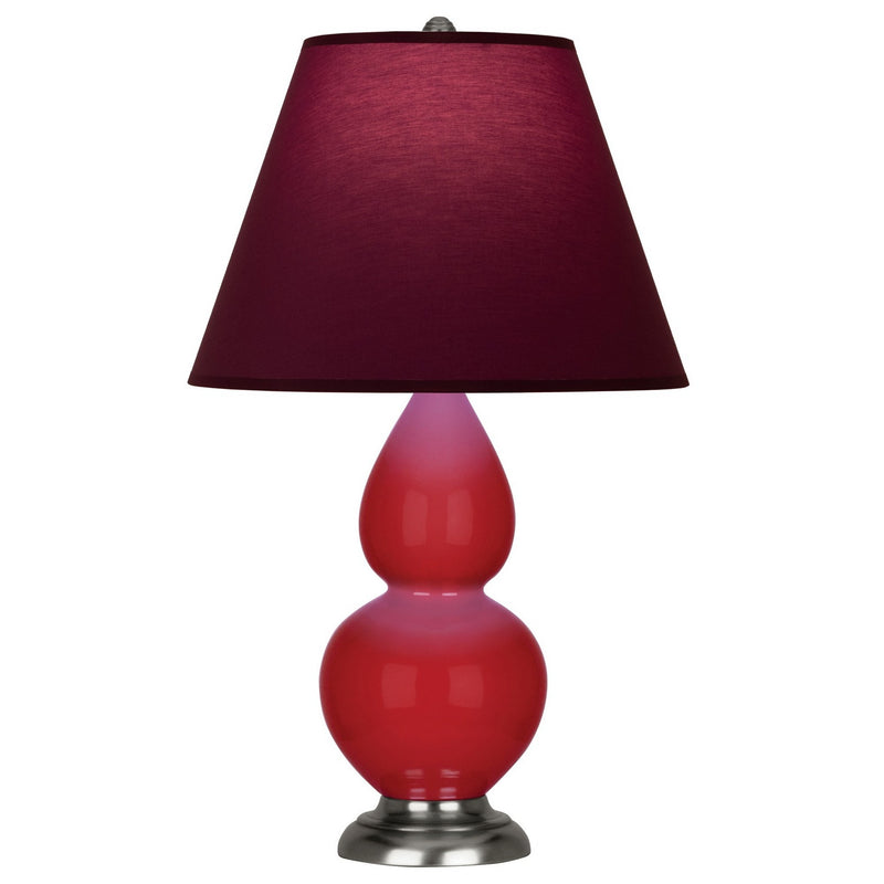 Robert Abbey RR12P One Light Accent Lamp, Ruby Red Glazed Ceramic w/Antique Silver