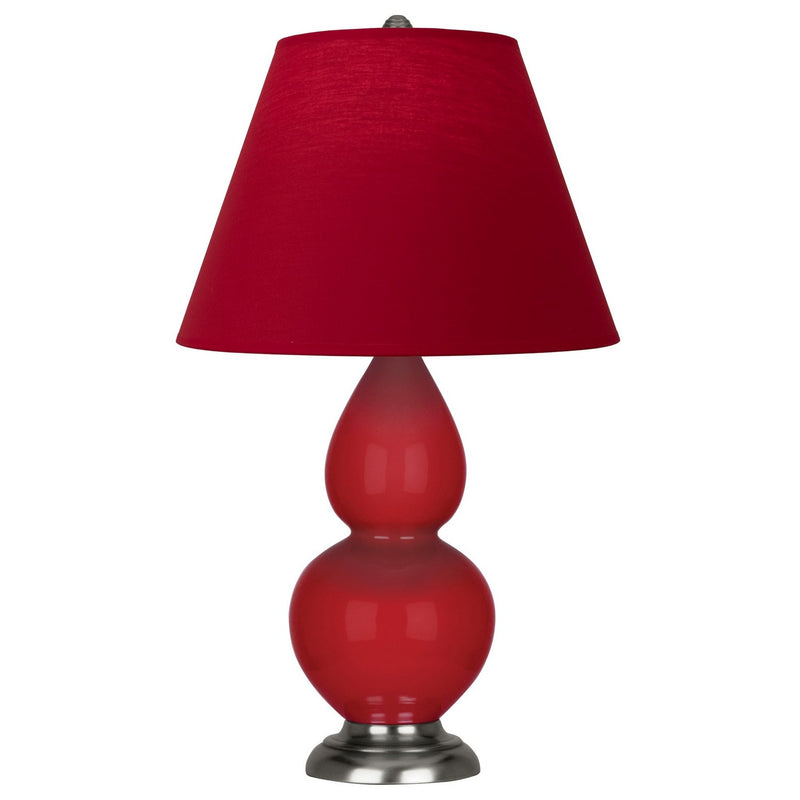 Robert Abbey RR12R One Light Accent Lamp, Ruby Red Glazed Ceramic w/Antique Silver
