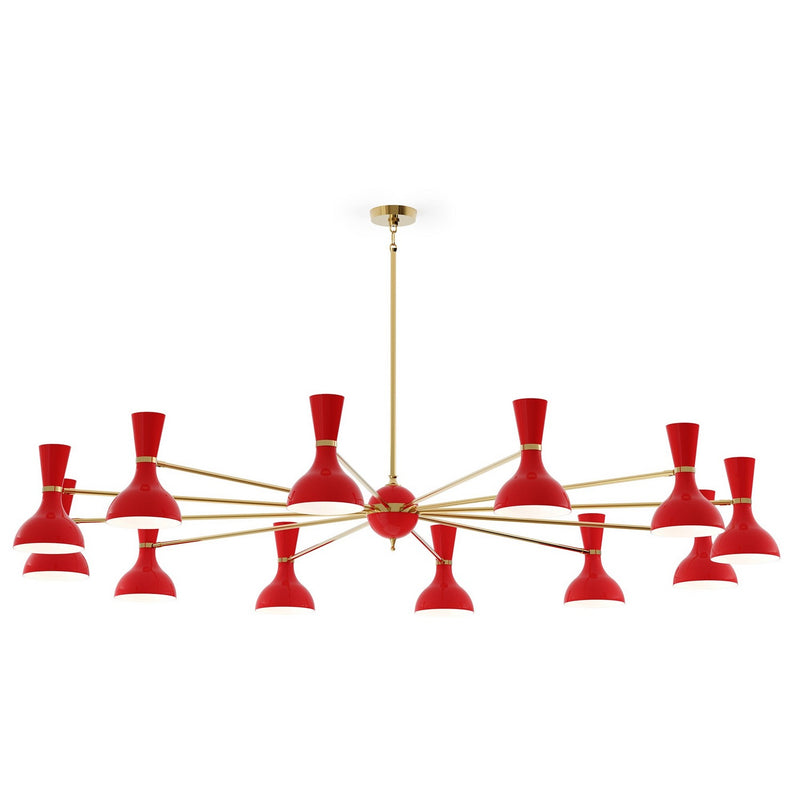 Robert Abbey RR12RR 12 Light Chandelier, Modern Brass w/Ruby Red Painted