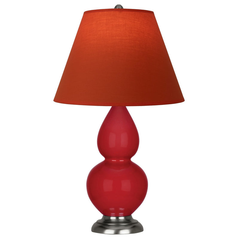 Robert Abbey RR12T One Light Accent Lamp, Ruby Red Glazed Ceramic w/Antique Silver