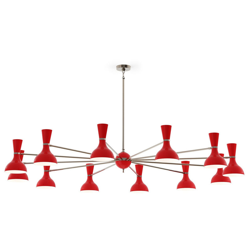 Robert Abbey RR13RR 12 Light Chandelier, Polished Nickel w/Ruby Red Painted