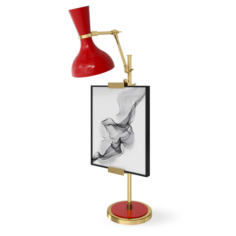 Robert Abbey RR14RR One Light Table Easel, Modern Brass w/Ruby Red Painted