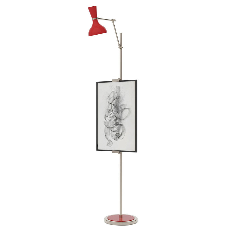 Robert Abbey RR17RR One Light Floor Easel, Polished Nickel w/Ruby Red Painted