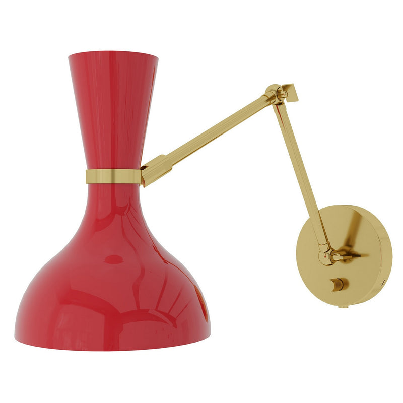 Robert Abbey RR18RR One Light Wall Sconce, Modern Brass w/Ruby Red Painted