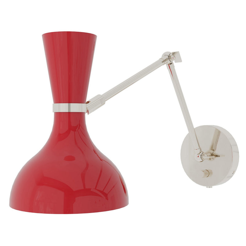 Robert Abbey RR19RR One Light Wall Sconce, Polished Nickel w/Ruby Red Painted