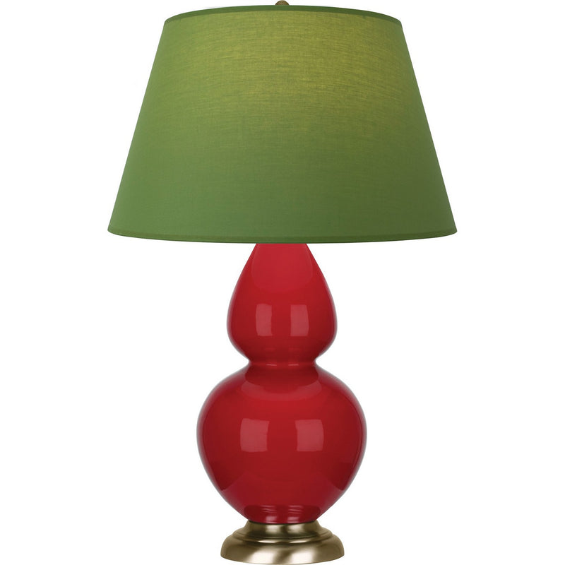 Robert Abbey RR20G One Light Table Lamp, Ruby Red Glazed Ceramic w/Antique Natural Brass