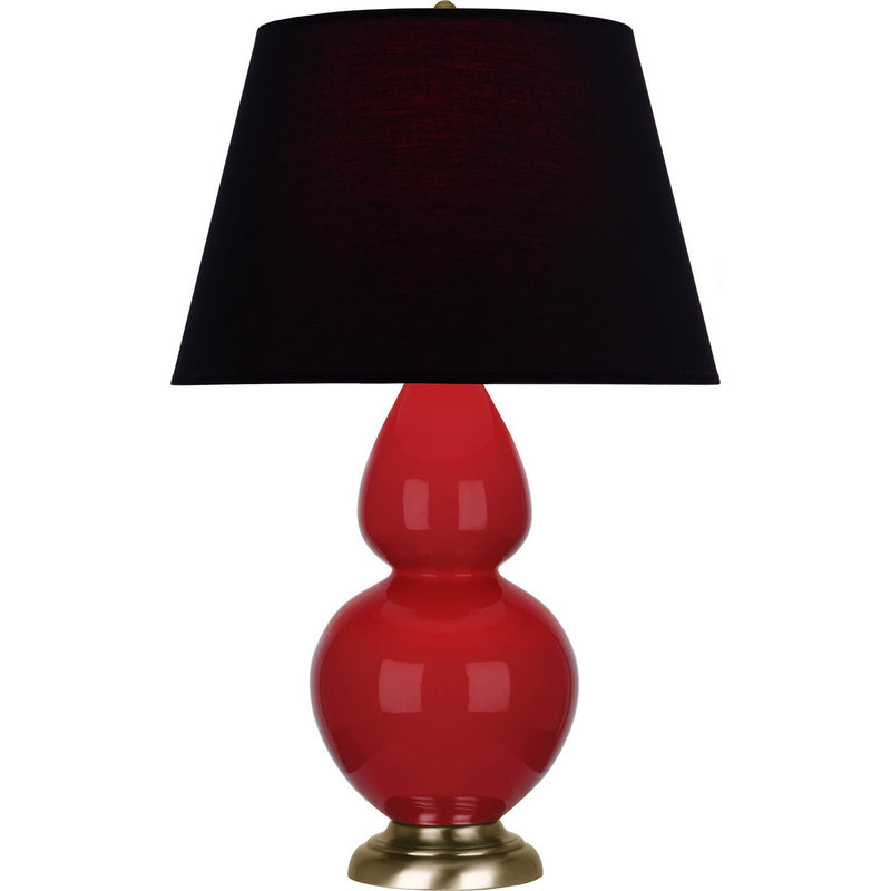 Robert Abbey RR20K One Light Table Lamp, Ruby Red Glazed Ceramic w/Antique Natural Brass