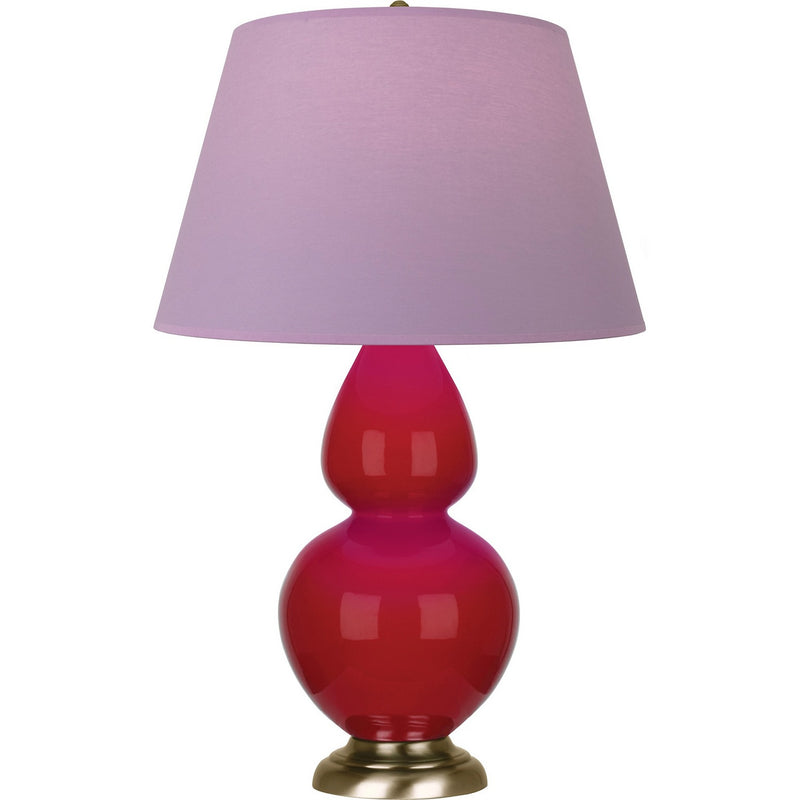 Robert Abbey RR20L One Light Table Lamp, Ruby Red Glazed Ceramic w/Antique Natural Brass