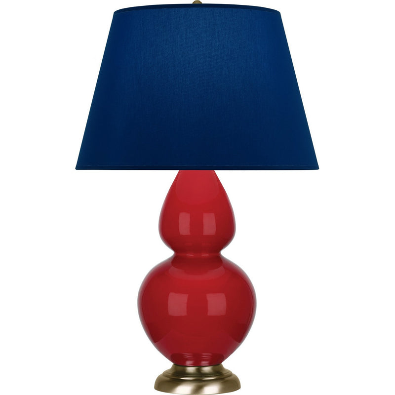 Robert Abbey RR20N One Light Table Lamp, Ruby Red Glazed Ceramic w/Antique Natural Brass