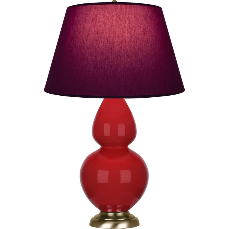 Robert Abbey RR20P One Light Table Lamp, Ruby Red Glazed Ceramic w/Antique Natural Brass