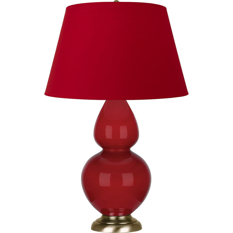 Robert Abbey RR20R One Light Table Lamp, Ruby Red Glazed Ceramic w/Antique Natural Brass