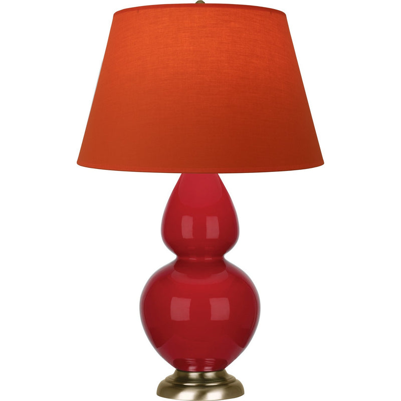 Robert Abbey RR20T One Light Table Lamp, Ruby Red Glazed Ceramic w/Antique Natural Brass