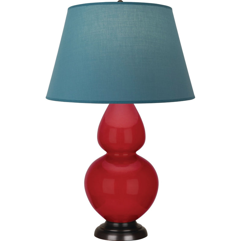 Robert Abbey RR21B One Light Table Lamp, Ruby Red Glazed Ceramic w/Deep Patina Bronze