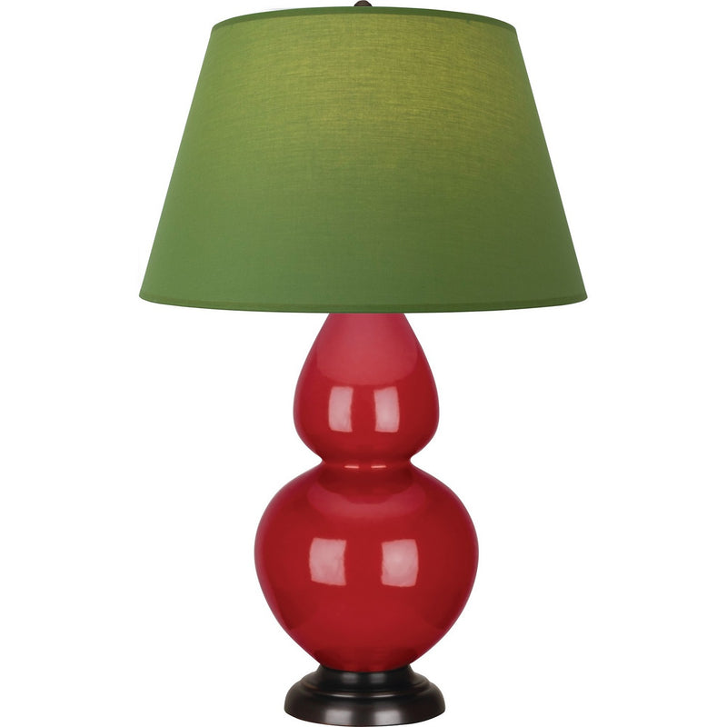 Robert Abbey RR21G One Light Table Lamp, Ruby Red Glazed Ceramic w/Deep Patina Bronze