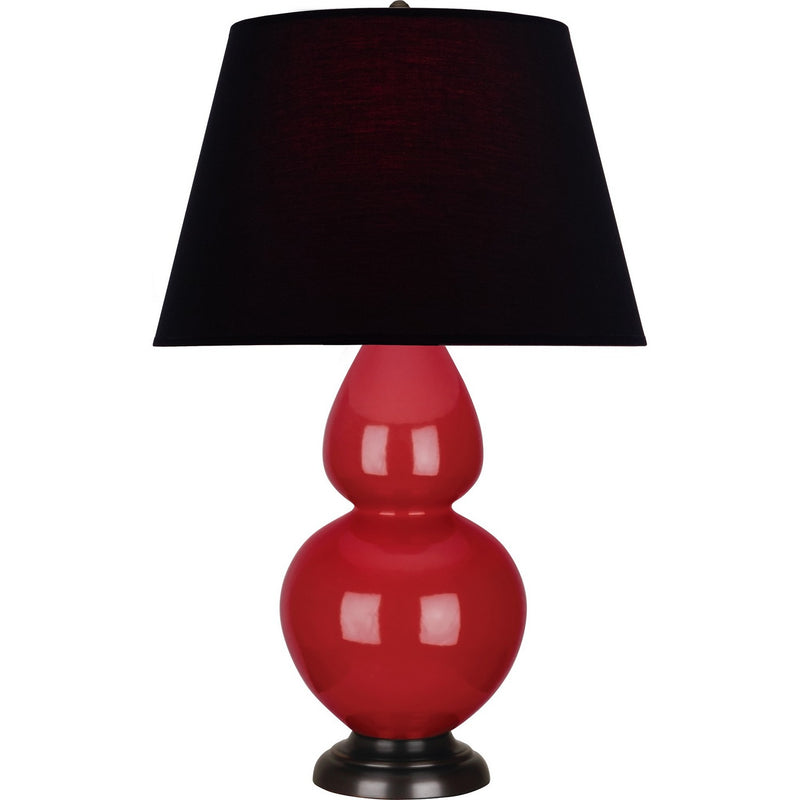 Robert Abbey RR21K One Light Table Lamp, Ruby Red Glazed Ceramic w/Deep Patina Bronze