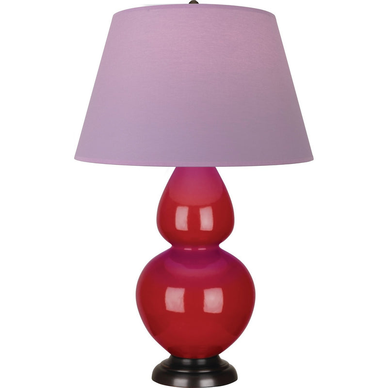Robert Abbey RR21L One Light Table Lamp, Ruby Red Glazed Ceramic w/Deep Patina Bronze