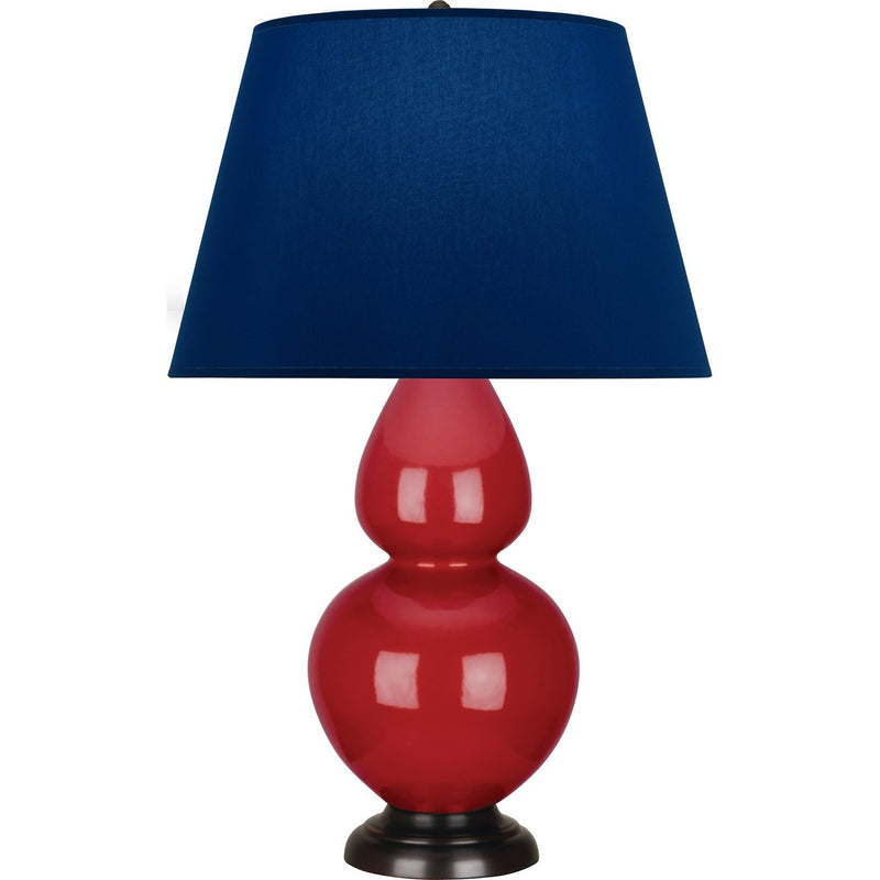 Robert Abbey RR21N One Light Table Lamp, Ruby Red Glazed Ceramic w/Deep Patina Bronze