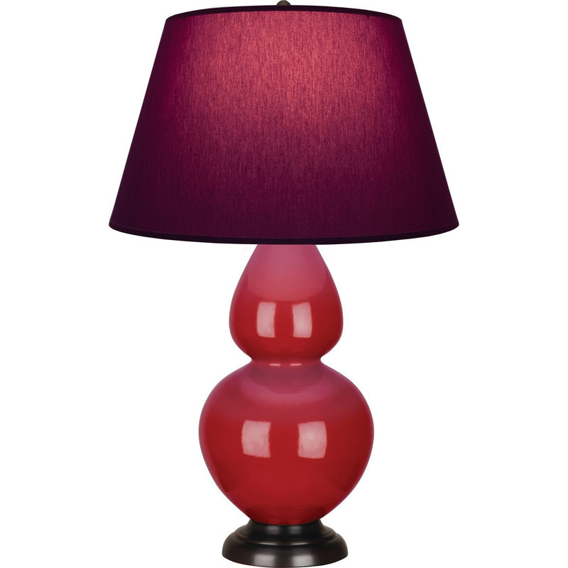 Robert Abbey RR21P One Light Table Lamp, Ruby Red Glazed Ceramic w/Deep Patina Bronze