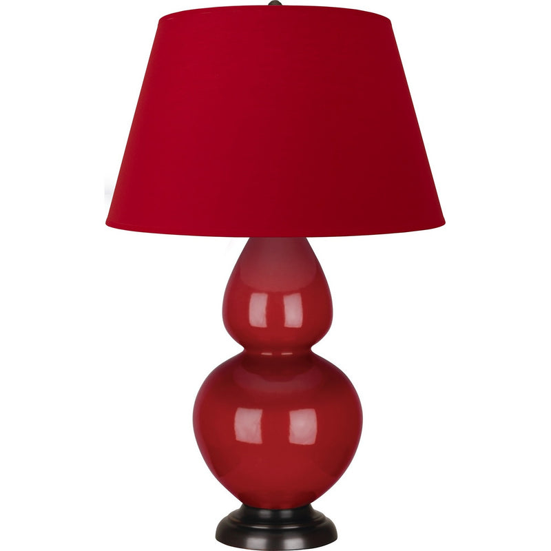 Robert Abbey RR21R One Light Table Lamp, Ruby Red Glazed Ceramic w/Deep Patina Bronze