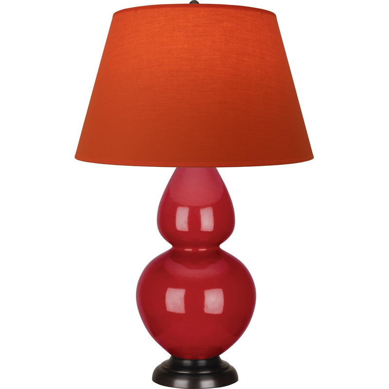 Robert Abbey RR21T One Light Table Lamp, Ruby Red Glazed Ceramic w/Deep Patina Bronze