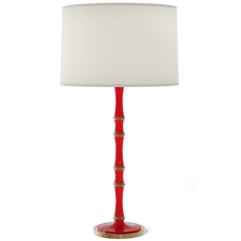 Robert Abbey RR71 One Light Table Lamp, Ruby Red w/Modern Brass