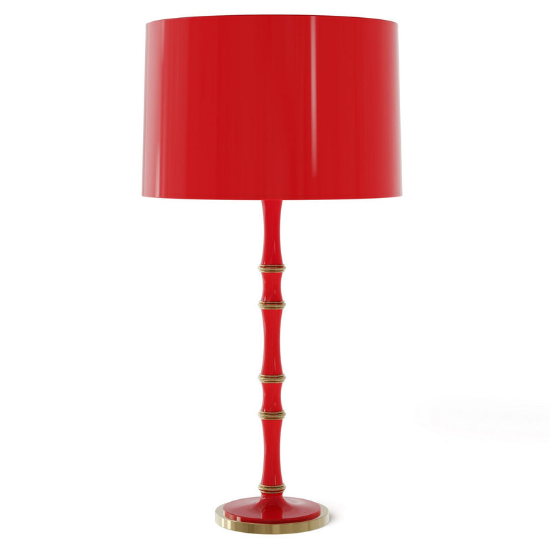Robert Abbey RR71X One Light Table Lamp, Ruby Red w/Modern Brass