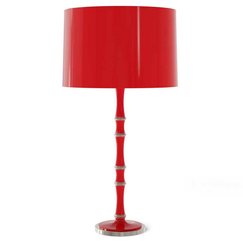 Robert Abbey RR72X One Light Table Lamp, Ruby Red w/Polished Nickel