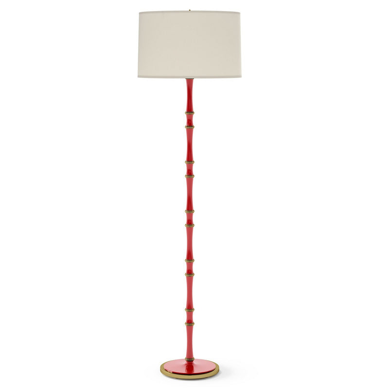 Robert Abbey RR73 One Light Floor Lamp, Ruby Red w/Modern Brass