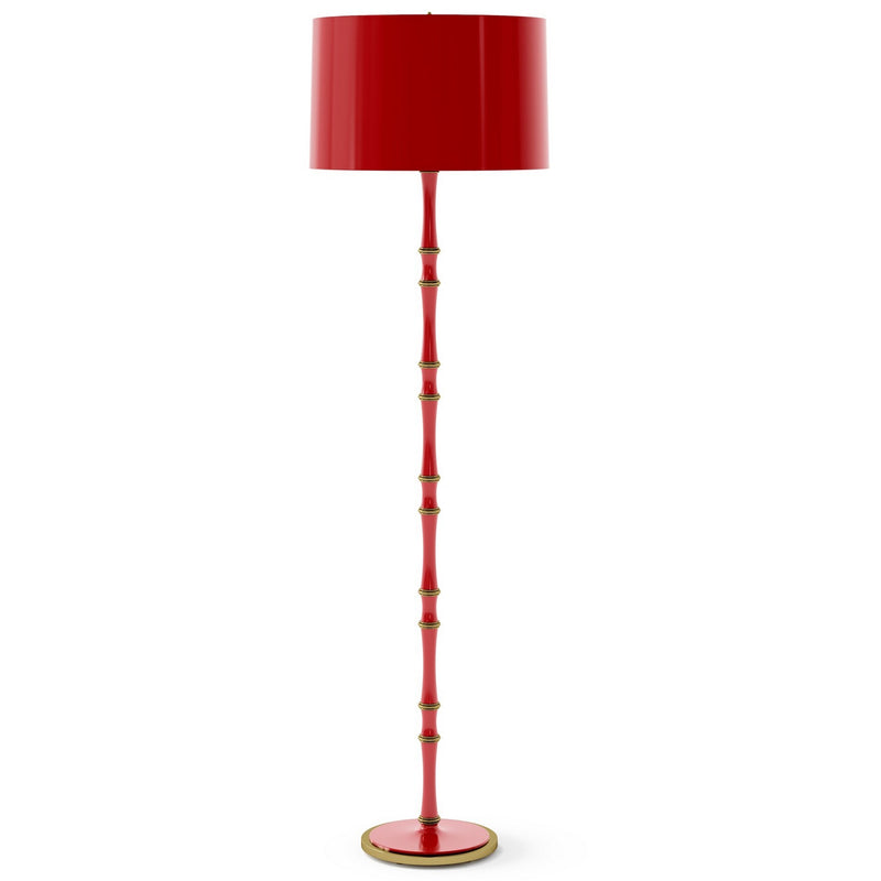 Robert Abbey RR73X One Light Floor Lamp, Ruby Red w/Modern Brass