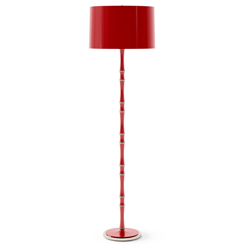 Robert Abbey RR74X One Light Floor Lamp, Ruby Red w/Polished Nickel