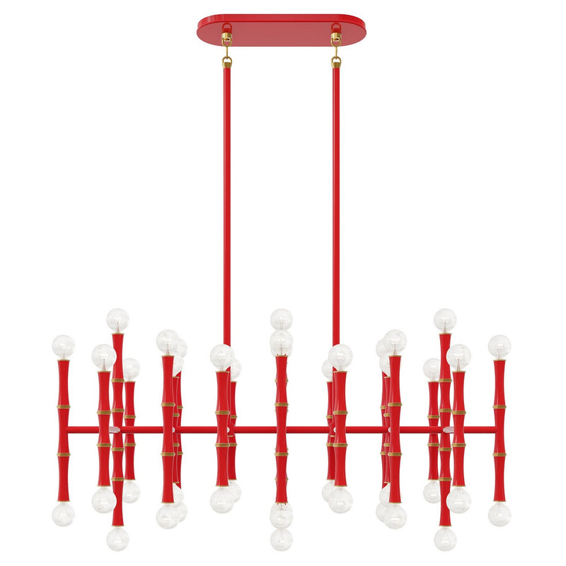 Robert Abbey RR77 42 Light Chandelier, Ruby Red w/Modern Brass