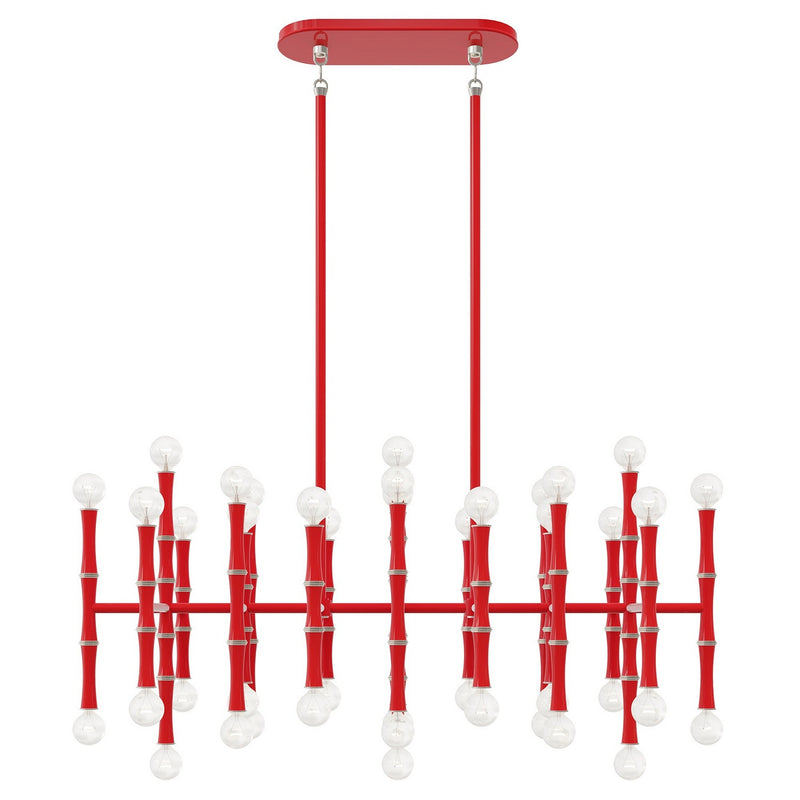 Robert Abbey RR78 42 Light Chandelier, Ruby Red w/Polished Nickel